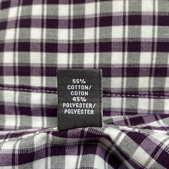 Van Heusen Wrinkle Free Button Down Shirt 💗 Purple Gray & White - Picture 13 of 13